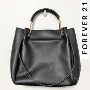 Faux Leather Black & Gold Shoulder Bag